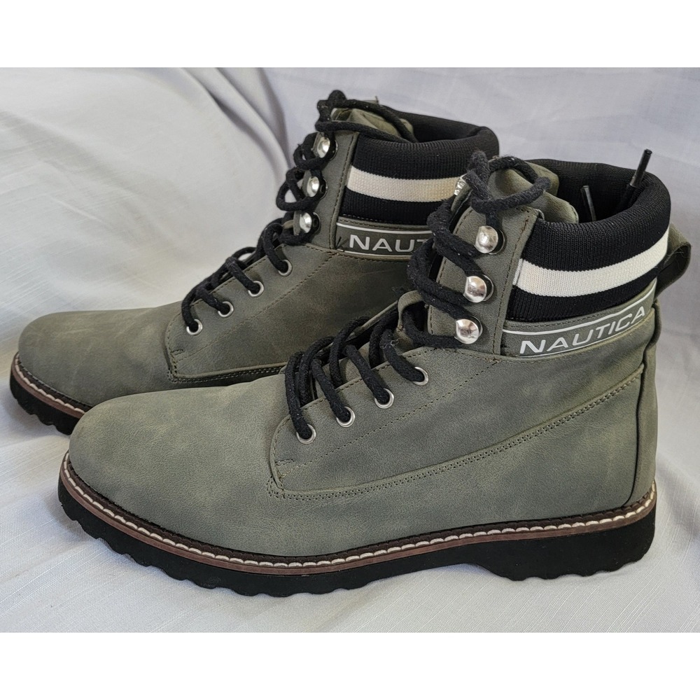 Nautica Galiah Women Olive Green Lace Up Combat Boots Knit Collar 10 gorpcore